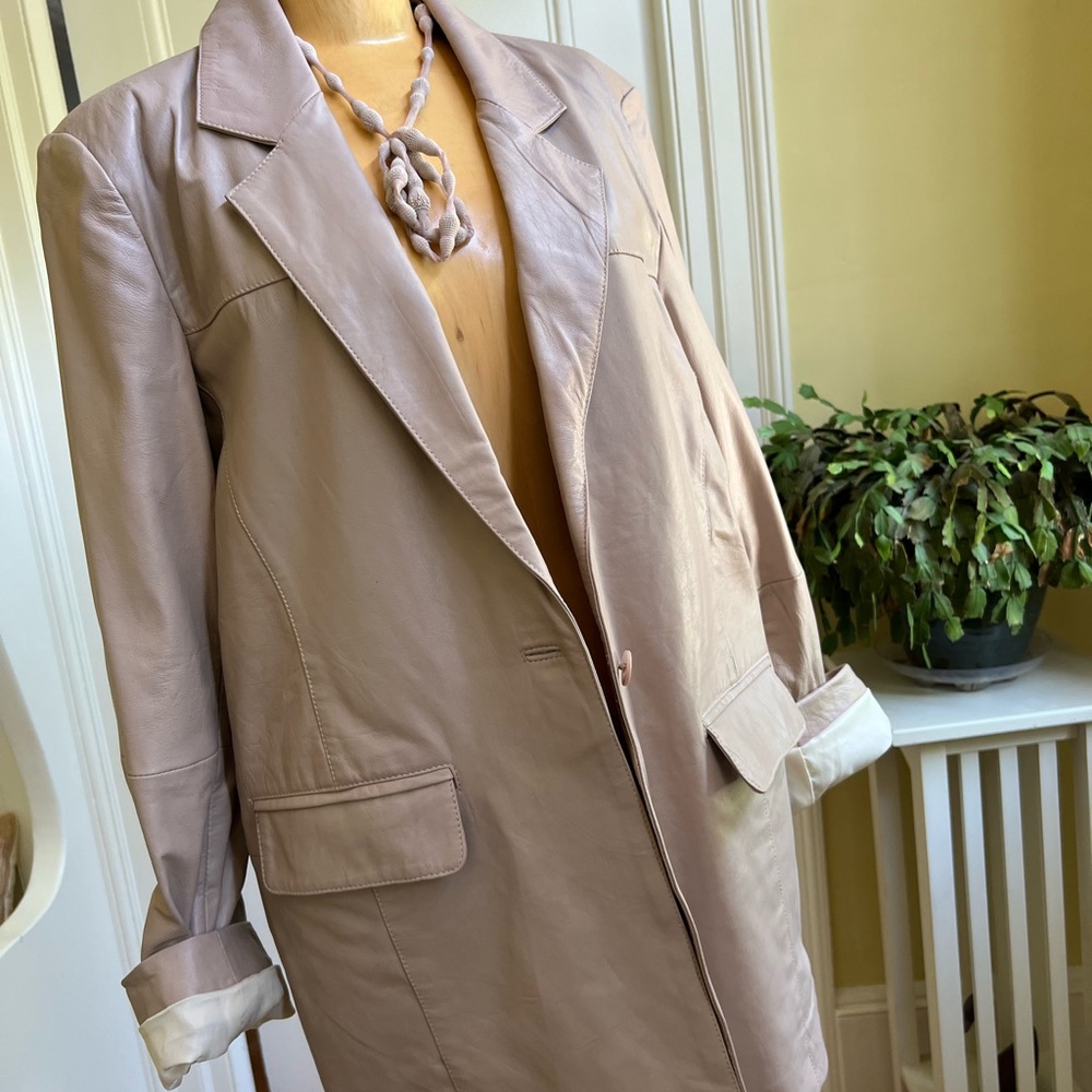 Deadwood rare leather Brooke blazer from Sweden in limited edition pink hue